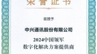 中兴通讯荣获“2024中国领军数字化解决方案提供商”大奖